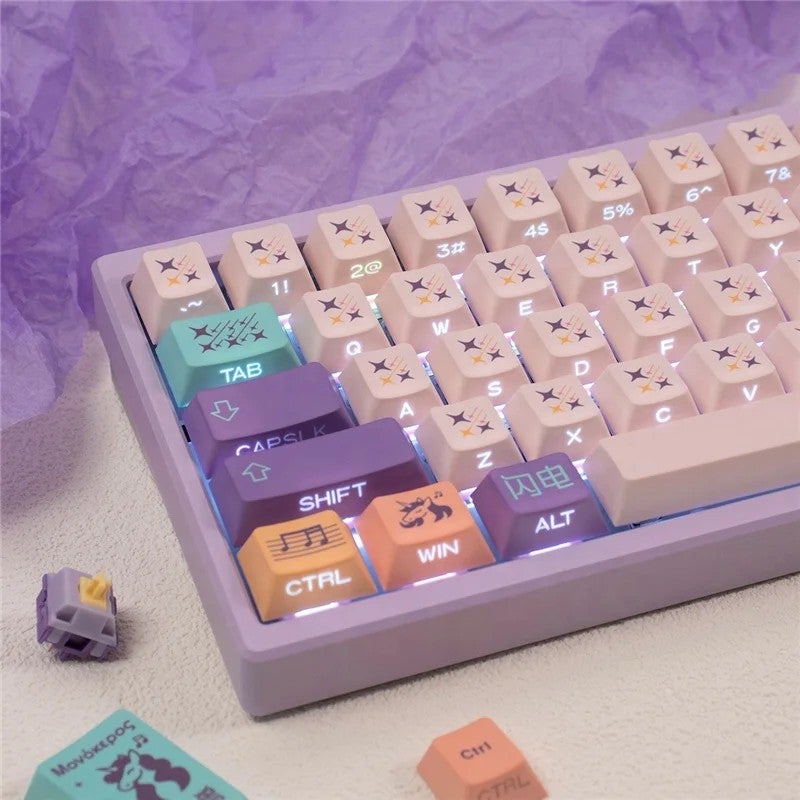 Y&D Sound of Music Gypsophila Unicorn Keycap Set - Cherry Profile 129/23 Keys - 1.7mm PBT Dye-Sub Top/Side Print - Mechanical Gaming Keyboards - Image 2